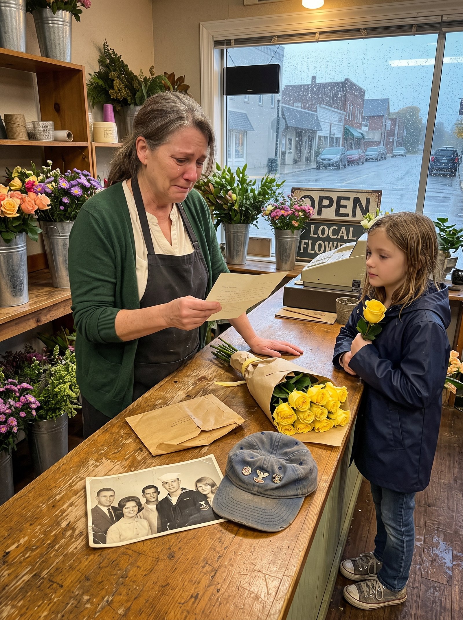 Every Thursday, the Old Veteran Bought Flowers for a Woman Who Never Came—Then a Little Girl Read the Name on His Envelope