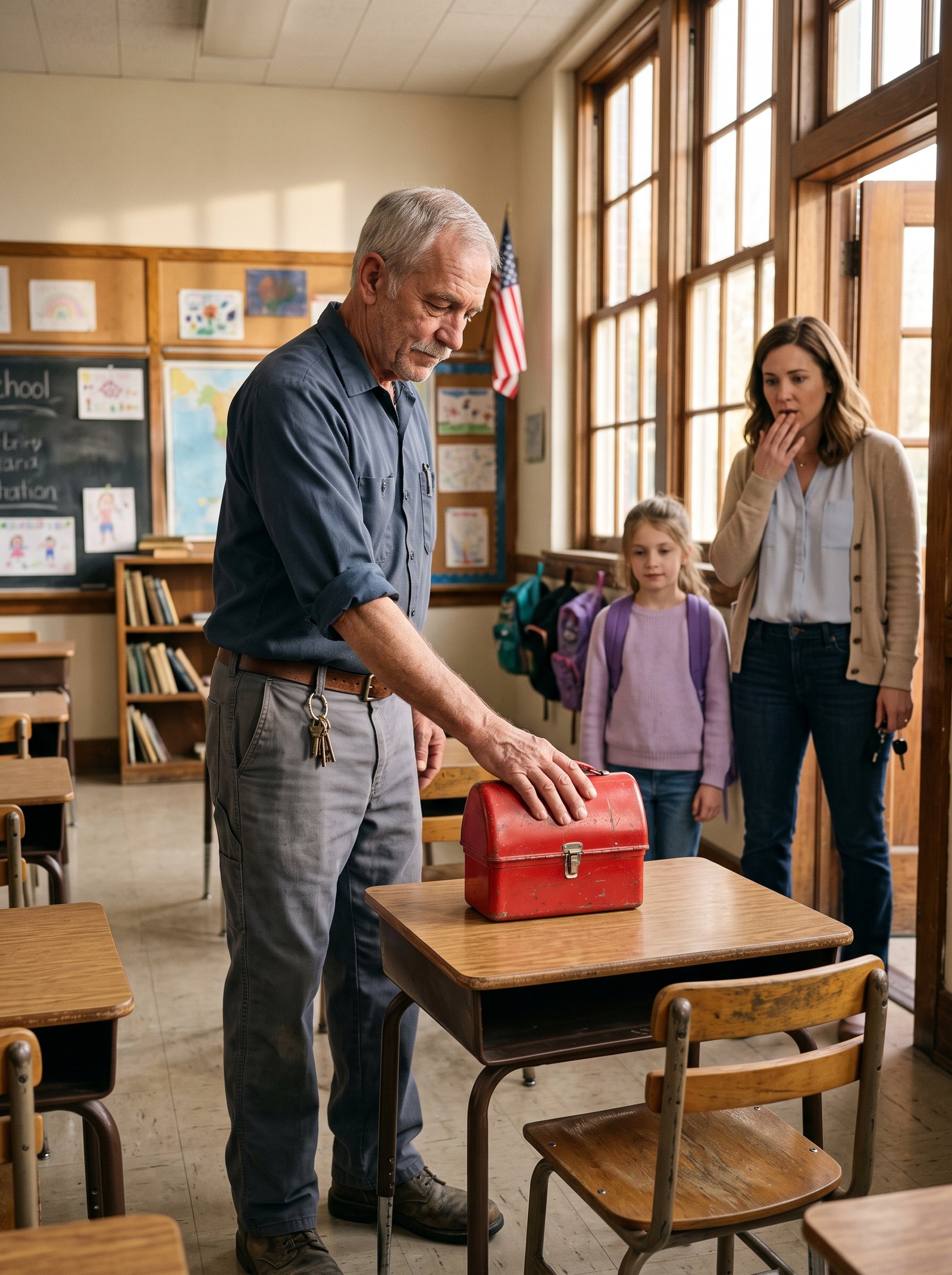 Every Friday, the School Janitor Left a Red Lunchbox on My Daughter’s Desk—Then I Found the Note Inside