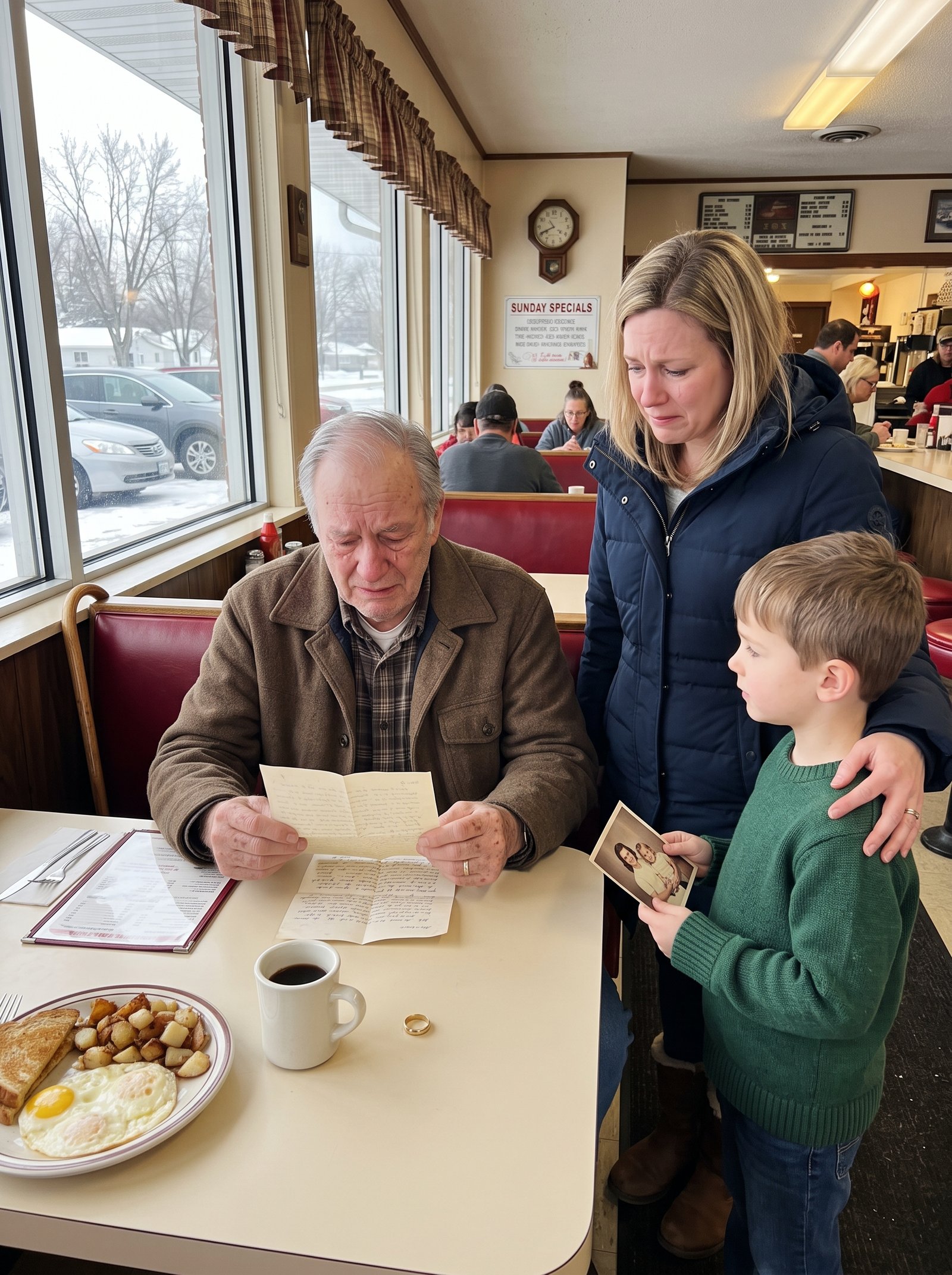 Every Sunday, the Widower Ordered Breakfast for Two—Then a Little Boy Placed a Letter Beside the Empty Plate